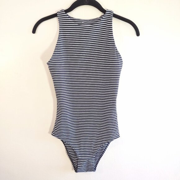 Everlane Sleeveless Tank Top Bodysuit Black White Stripe Soft Stretch Size XS - Picture 3 of 8